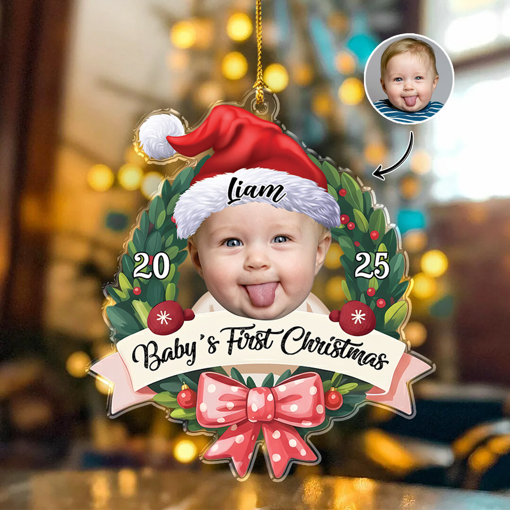 Custom Photo Baby's First Christmas Acrylic Ornament New Born Gift HA75 897484
