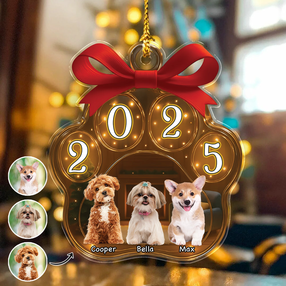 Custom Dog Photo Christmas 2025 Acrylic Ornament Christmas HO82 894750