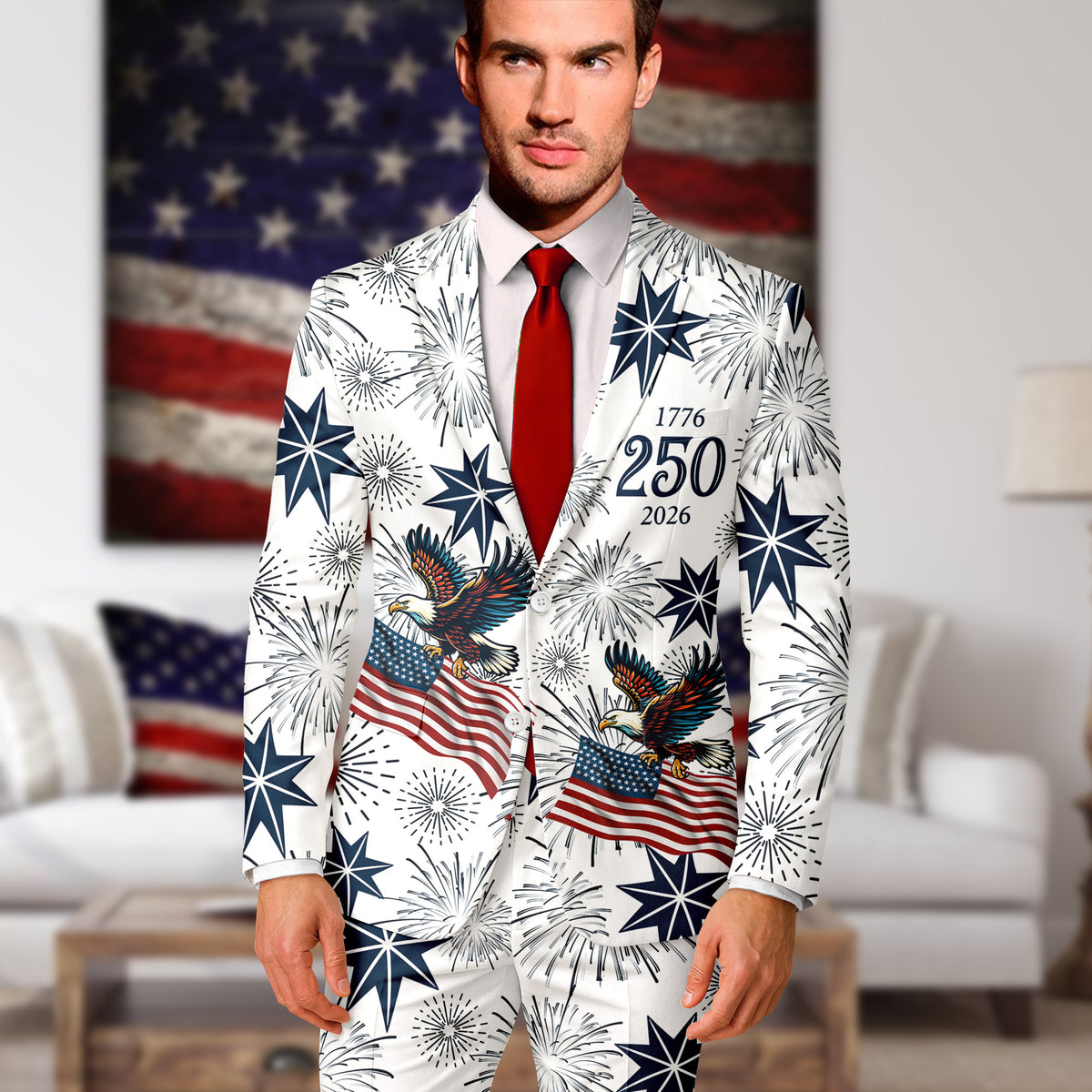 Personalized USA 250 Anniversary Eagle 1776-2026 Men's Suit TH10 898621