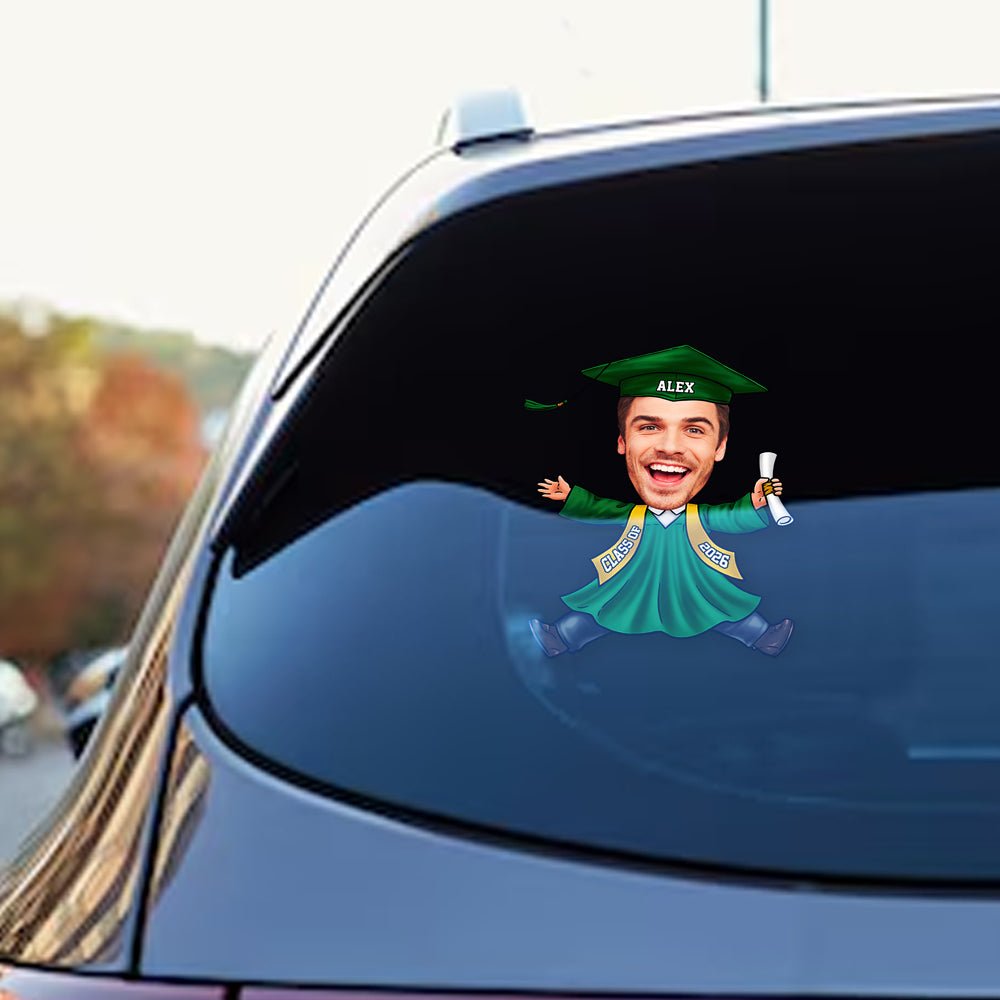 Custom Funny Face Class of 2026 Graduation Car Window Decal Sticker HA75 898824