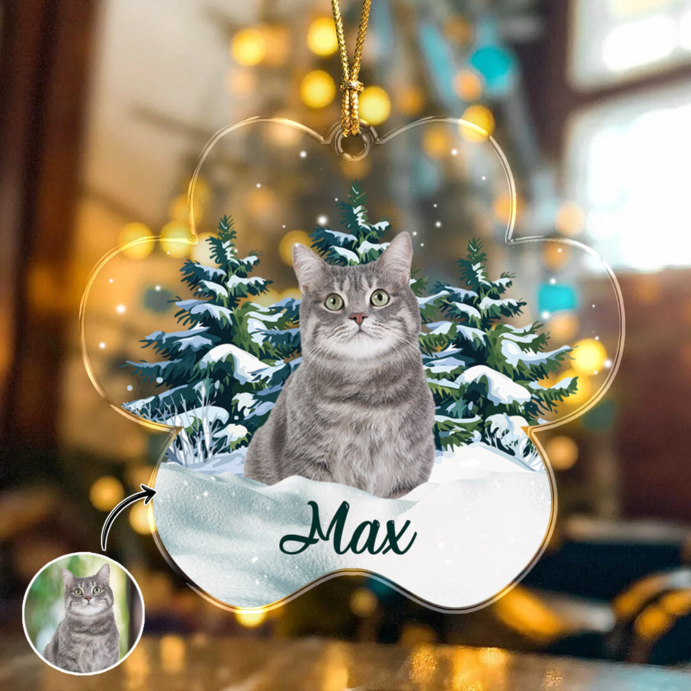 Custom Photo Cat Paw Shaped Acrylic Ornament Christmas Gift For Cat Lovers HA75 897062