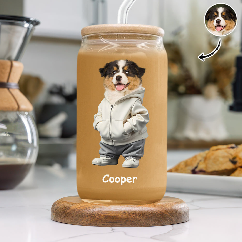 Custom Photo And Name Dog Glass Can For Dog Pet Lovers CH07 895340