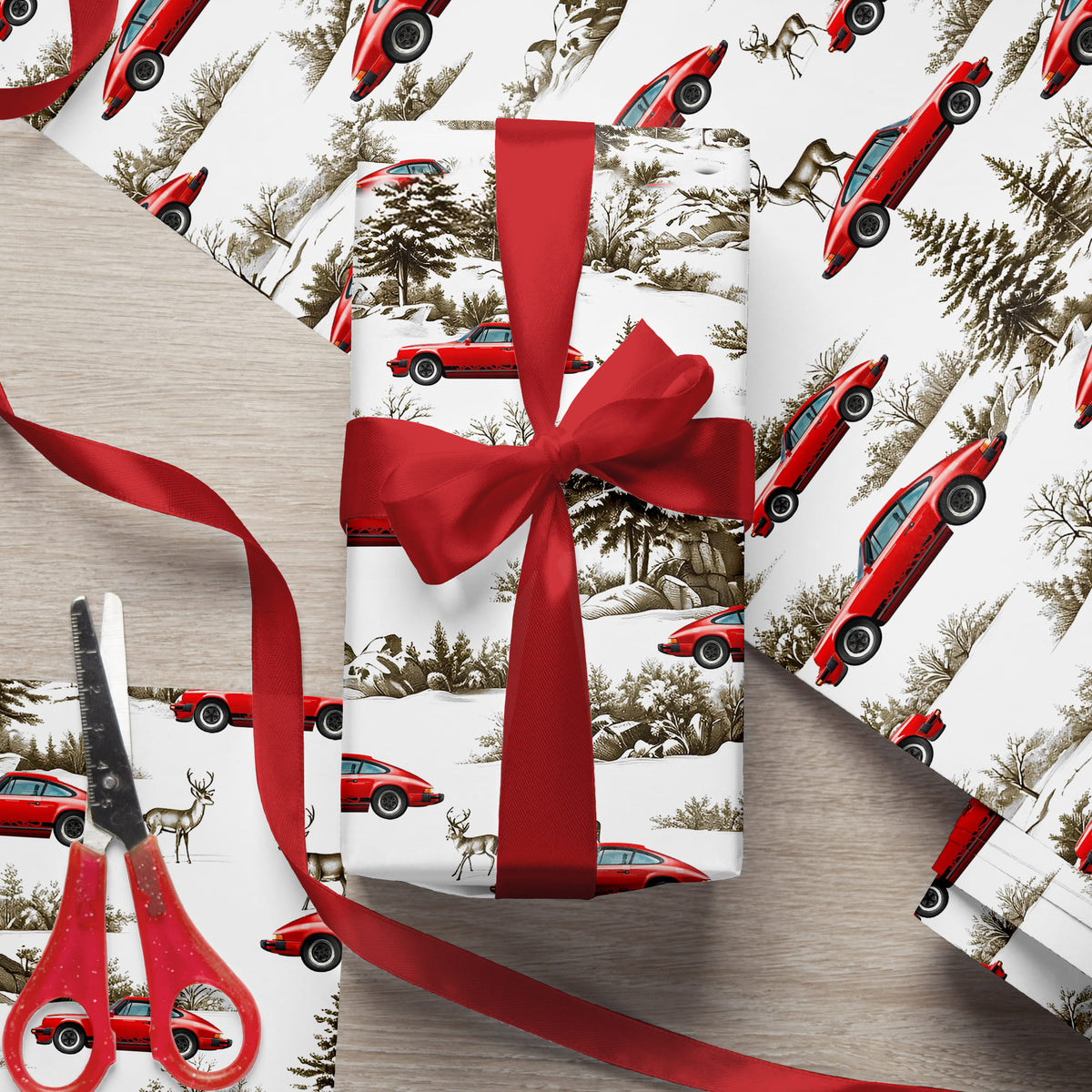 Custom Car Photo Vintage Tropical Christmas Gift Wrapping Paper LM32 897323