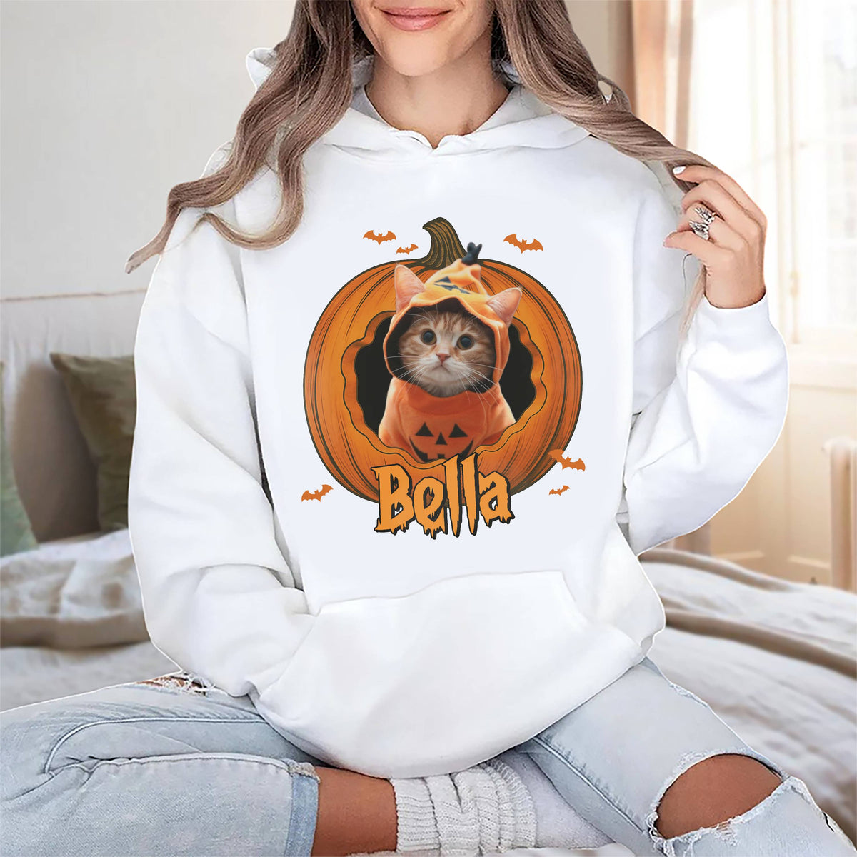 Custom Dog Cat Photo Halloween Pumpkin Bright Shirt HO82 894946