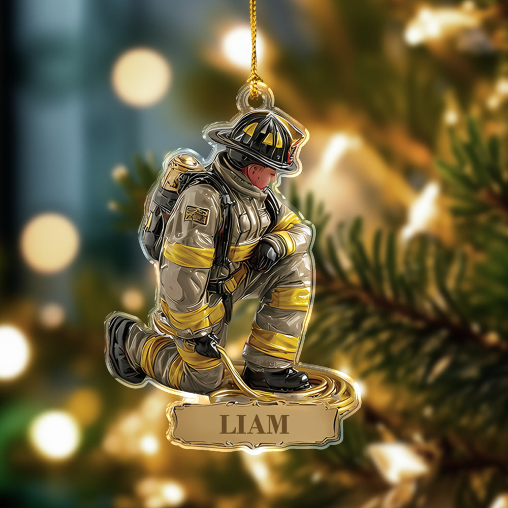 Personalized Name Proud Of Firefighter Christmas Acrylic Ornament LM32 897215