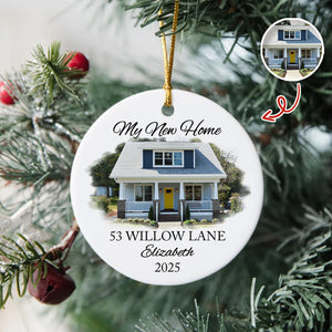 Custom Photo First Christmas At New Home Ceramic Ornament LM32 895599