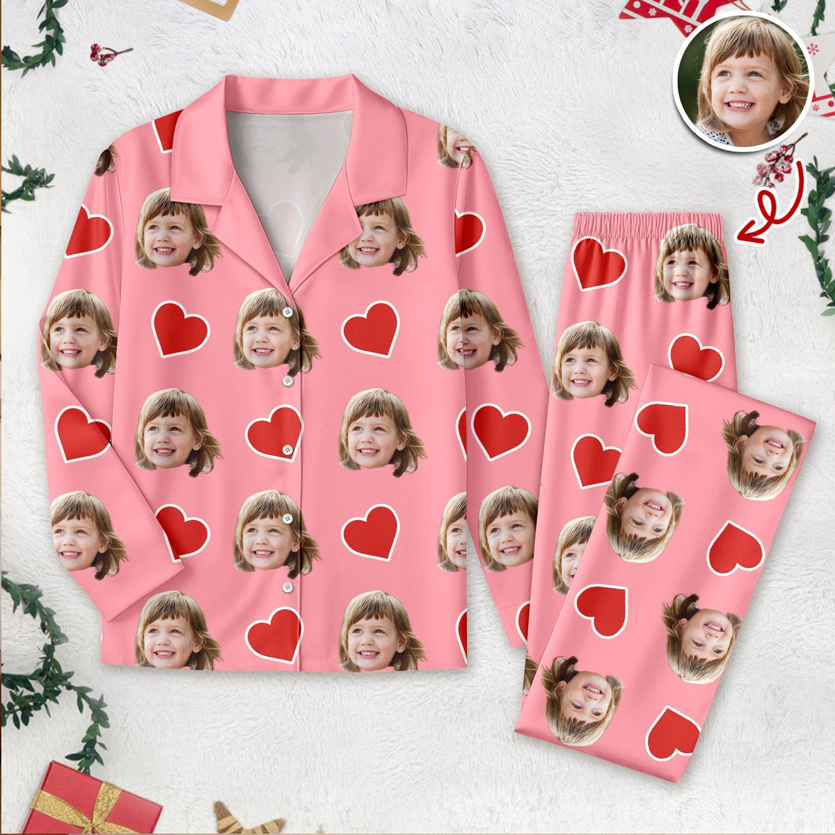 Custom Face Photo With Icon Pajamas Gift For Family TH10 896657