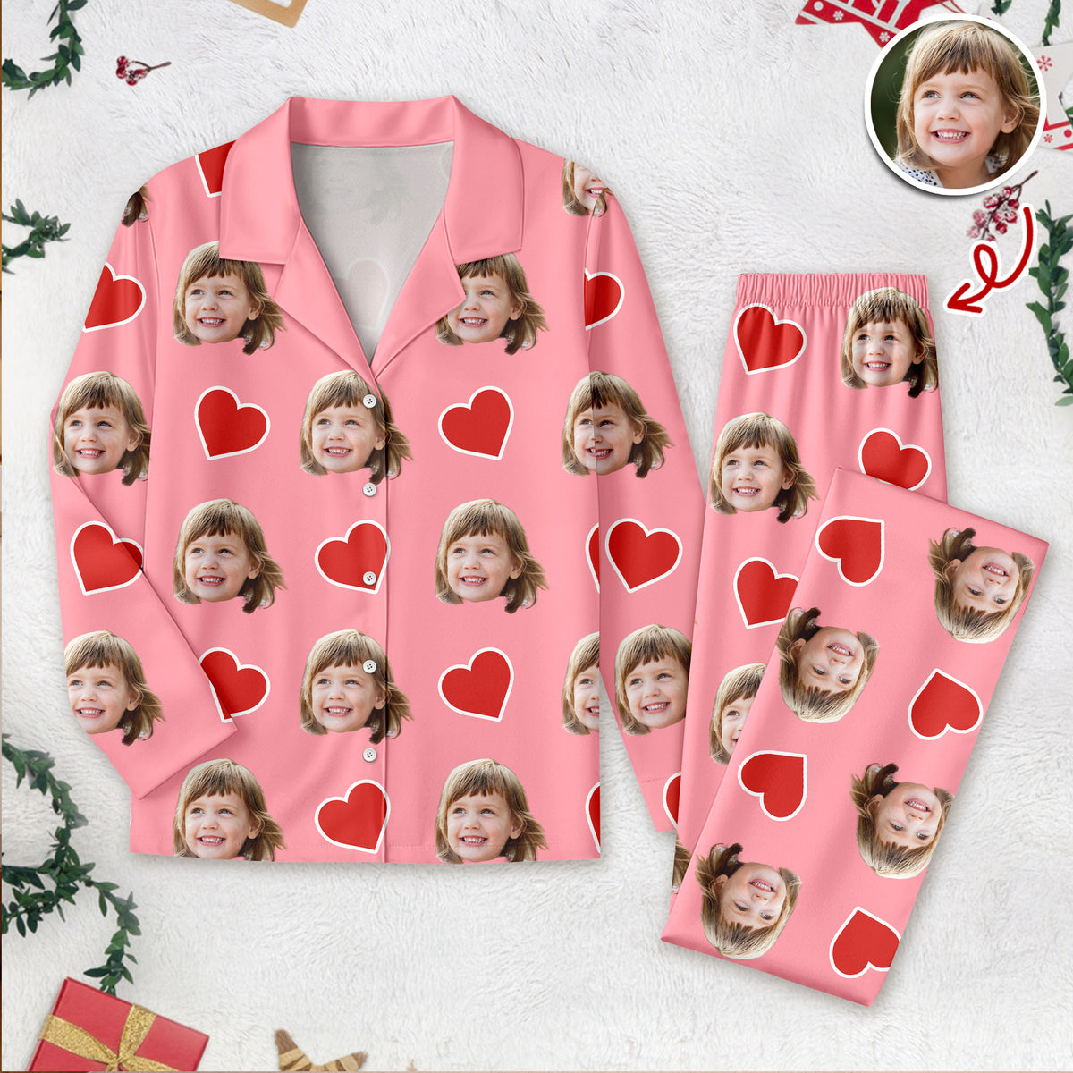 Custom Face Photo With Icon Pajamas Gift For Family TH10 896657