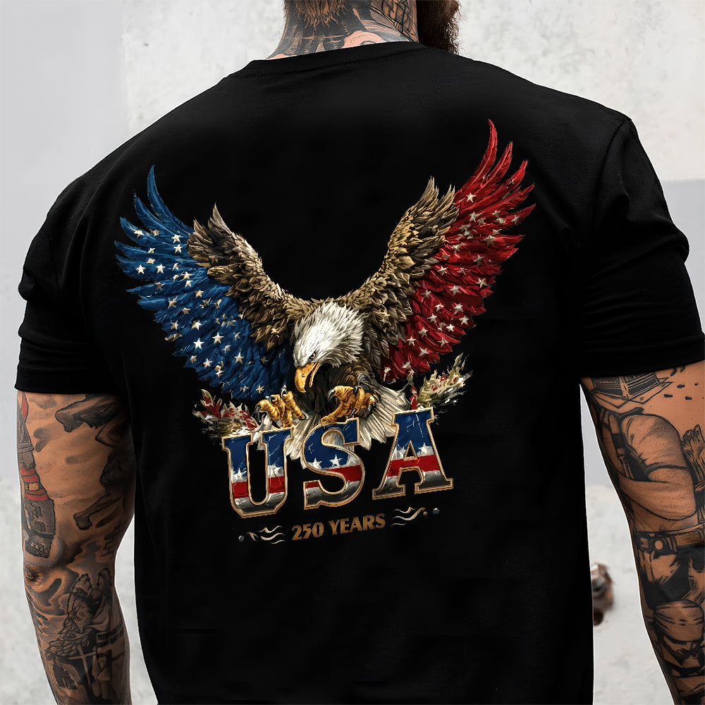 Custom Name American Eagle 250 Years Patriotic Front & Back Dark Shirt HO82 901838