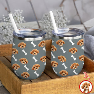Custom Pet Photo With Icon Wine Tumbler For Dog And Cat Lovers TH10 894275