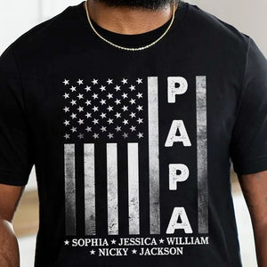 Custom Funny Face Papa Retro American Flag Shirt For Father's Day LM32 893557
