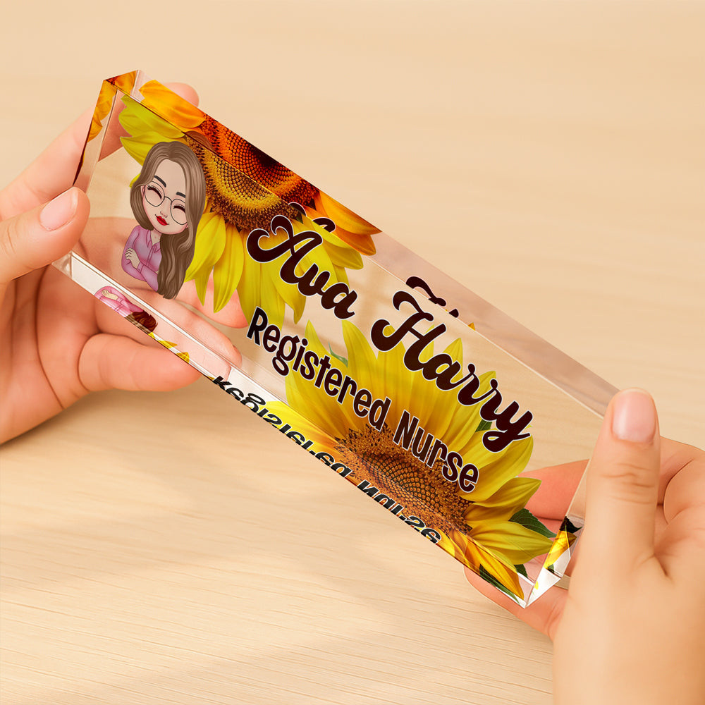 Personalized Daisy Flowers Acrylic Desk Name Plate Gift for Teacher, Colleagues, Coworkers HA75 892744