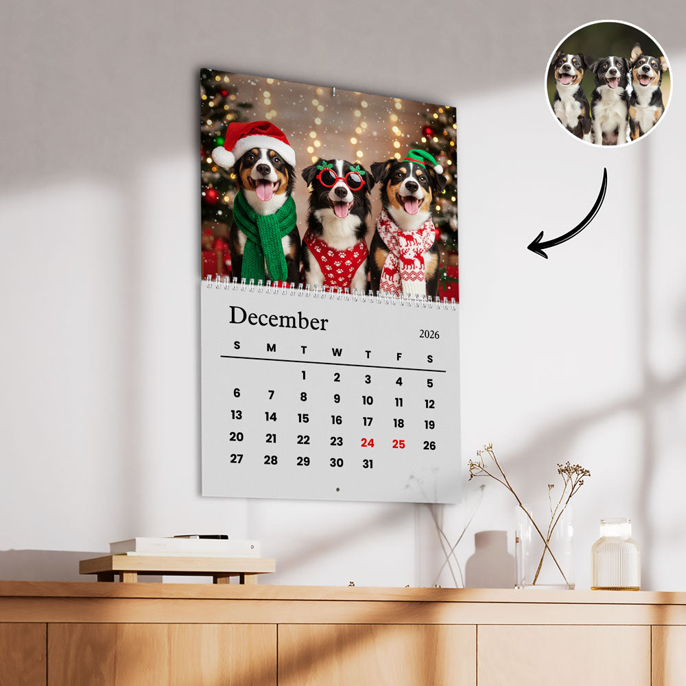 Dog Calendar 2026 Wall Calendar Custom Dog Photo Funny Style Wall Calendar CH07 895382