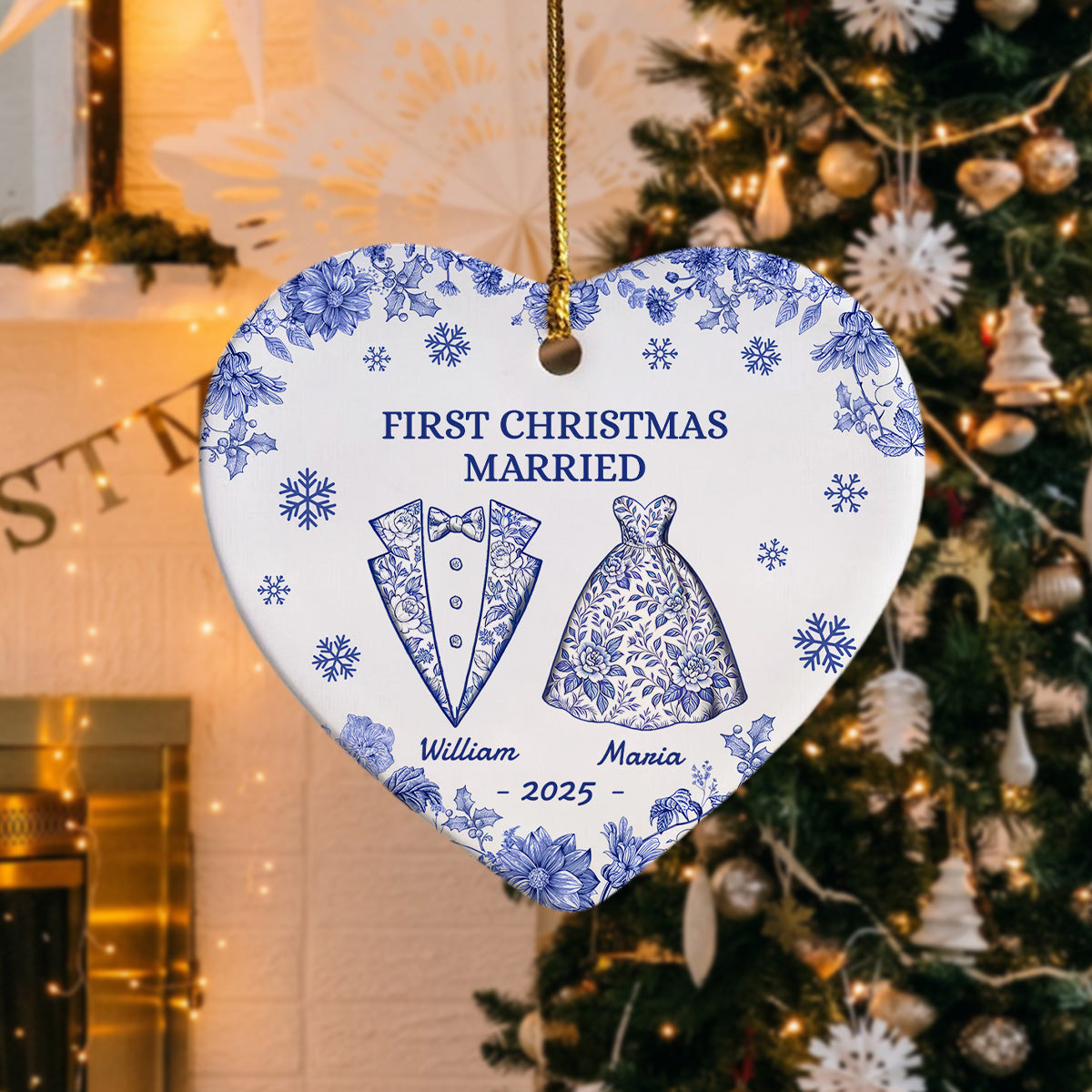First Chirstmas As a Mr Mrs Personalized Heart Ceramic Ornament Christmas For Husband Wife CH07 899294