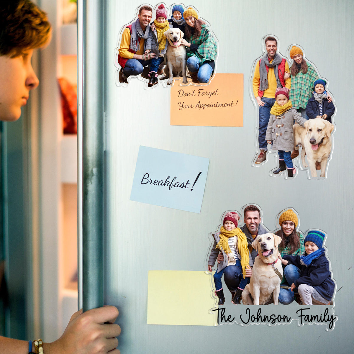 Custom Family Photo Acrylic Fridge Magnet Gift For Family HO82 900782