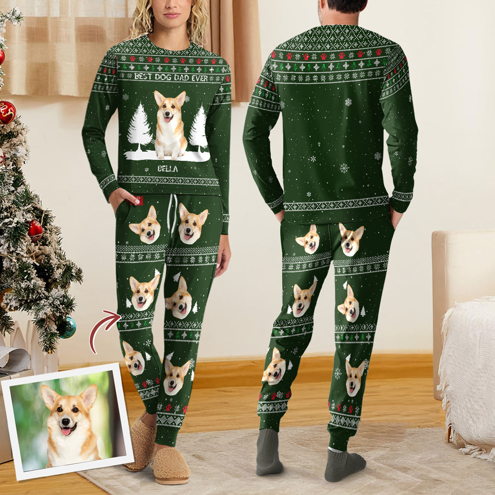 Custom Photo Best Dog Dad Mom Ever Sleepwear Christmas Gift For Dog Lovers LM32 895583