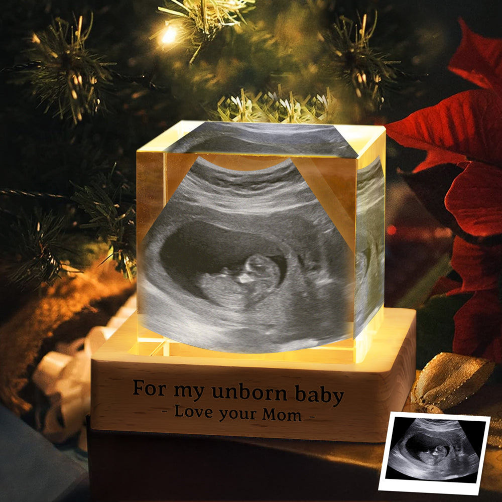 Custom Photo Baby Bump Engraved Crystal Photo With Light Gift For Family CH07 910052