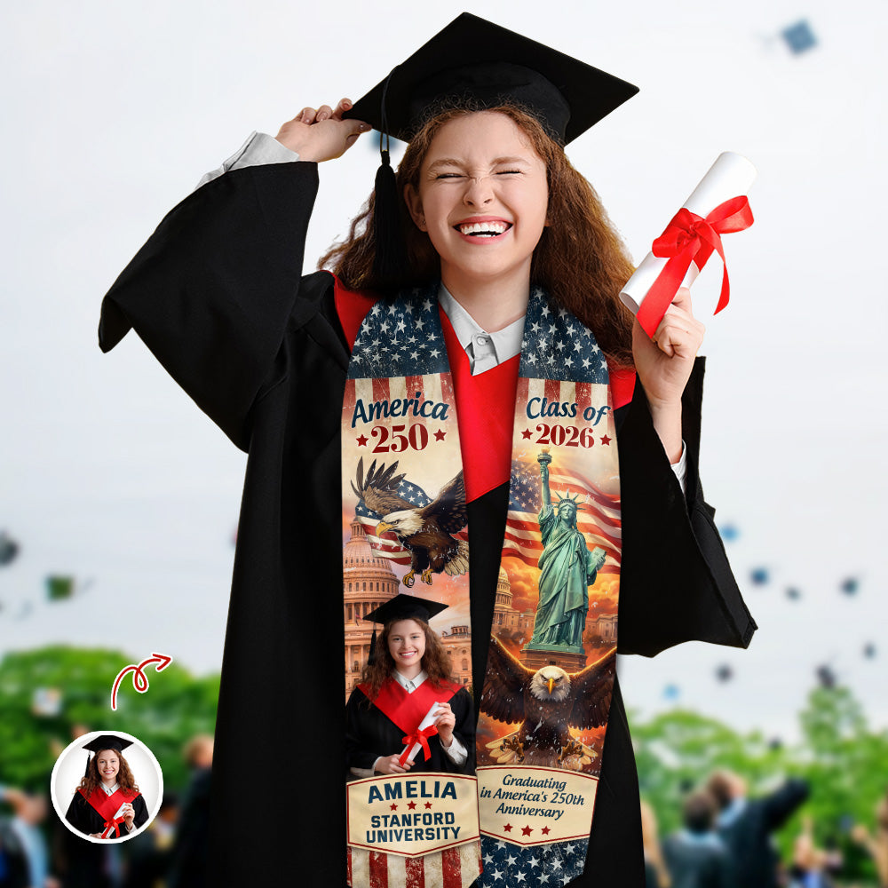 Custom Photo Graduating in America's 250th Anniversary Class of 2026 Stoles CH07 910610