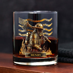 Custom Name Firefighter Personalized Print Whiskey Glass Gift For Dad, Father HA75 898062