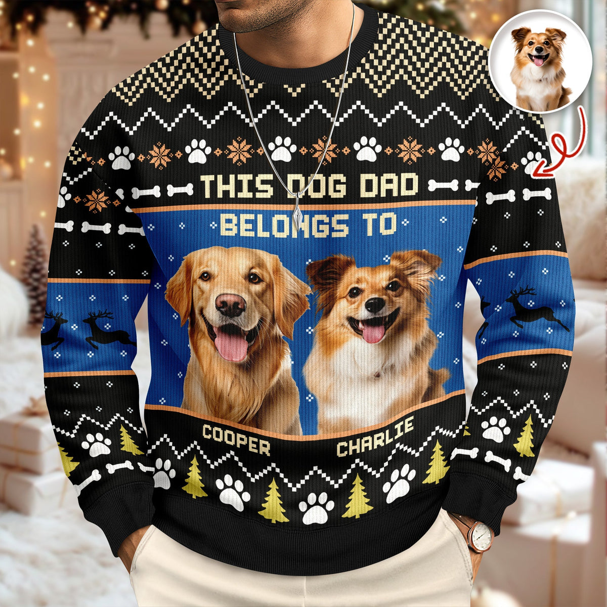 Custom Photo This Dog Mom Belongs To - Personalized Ugly Sweater For Dog Lovers HO82 900002