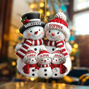 Custom Name 3D Effect Cute Snowman Family Christmas Personalized Acrylic Ornament LM32 895817