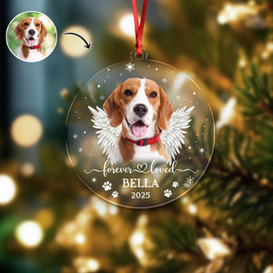 Custom Dog Photo Forever Loved Memorial Acrylic Ornament HA75 897032