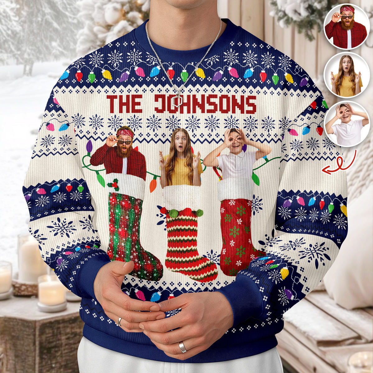 Custom Photo Christmas Socks Funny Family Friends Ugly Sweater HO82 900140