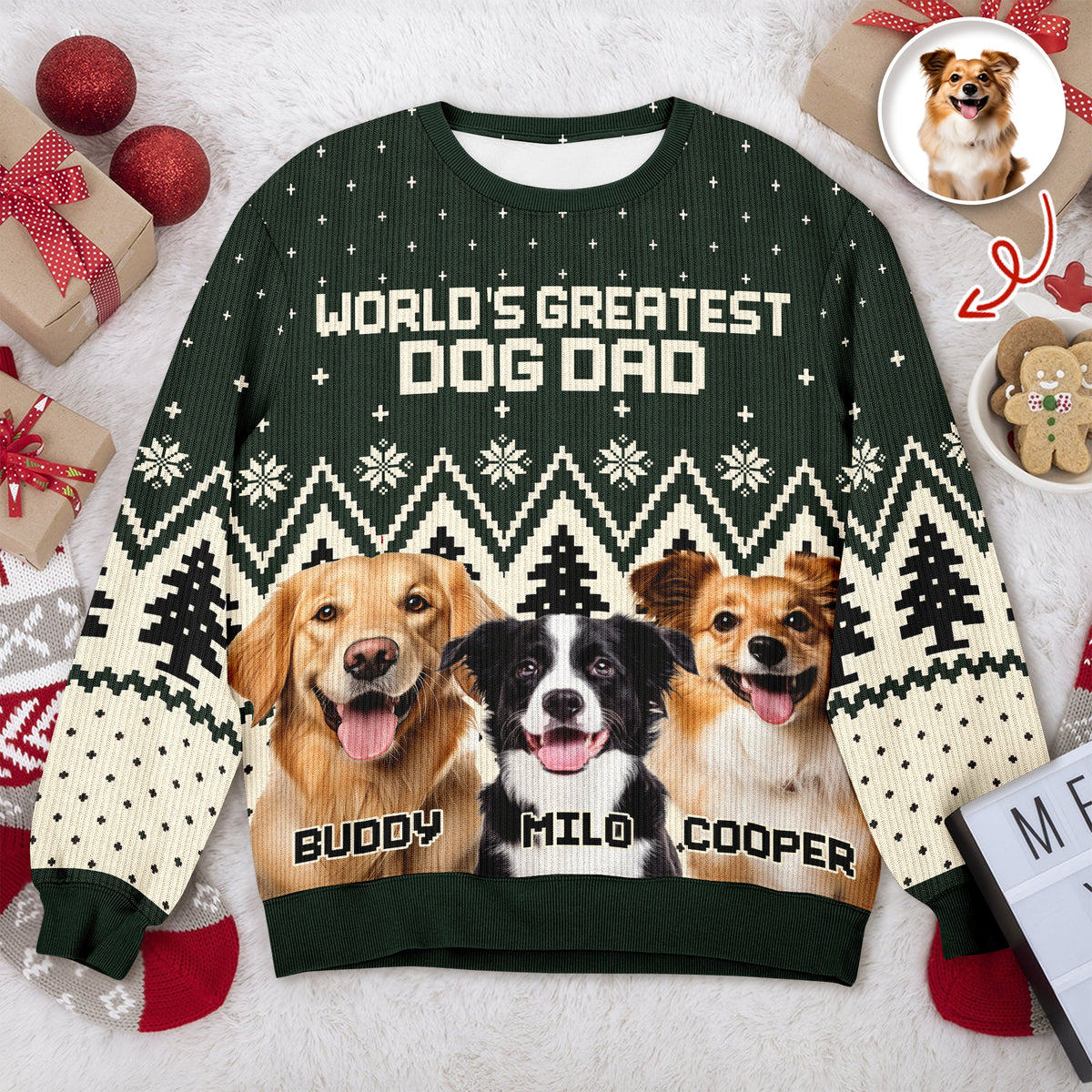 Custom Photo World's Greatest - Personalized Ugly Sweater For Dog Lovers LM32 895561