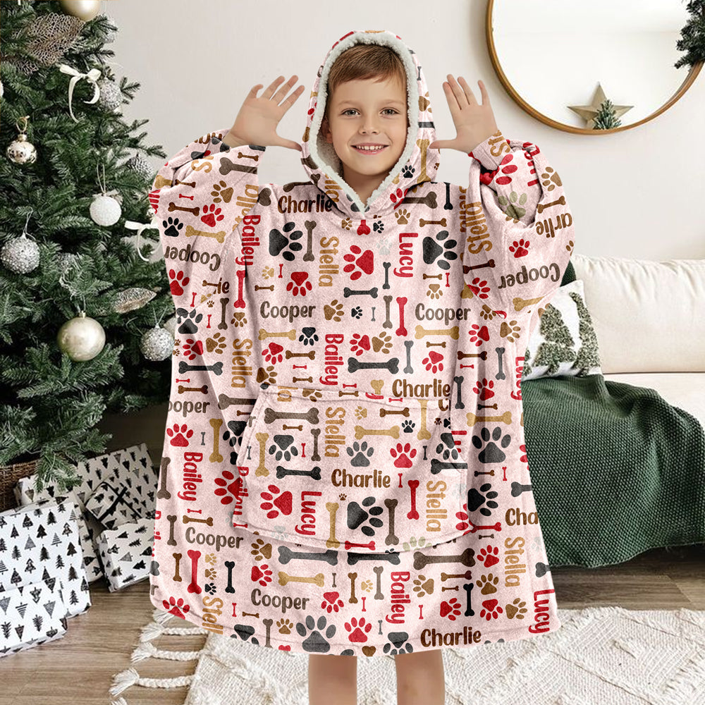 Custom Name Area Bones And Paws Hoodie Blanket HO82 900572
