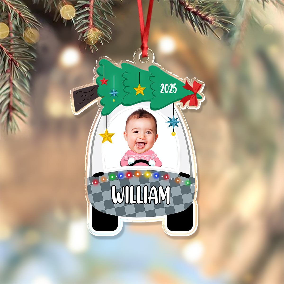 Custom Photo Cute Baby First Christmas Car Acrylic Ornament HO82 894646