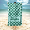 Personalized Name Checkered Pattern Beach Towels Vacation Gift HO82 894236