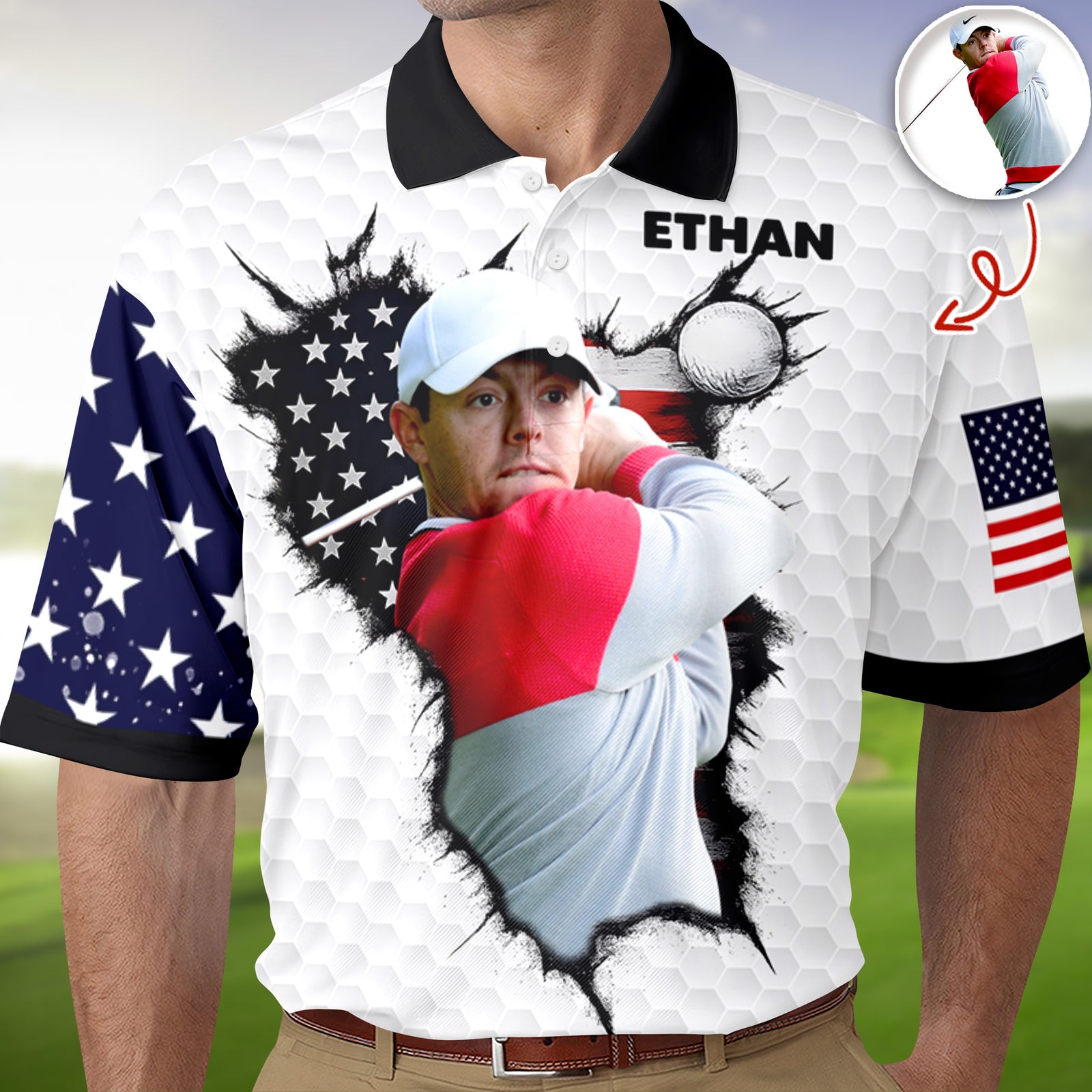 Custom Photo Polo Shirt For Golfer TH10 898097