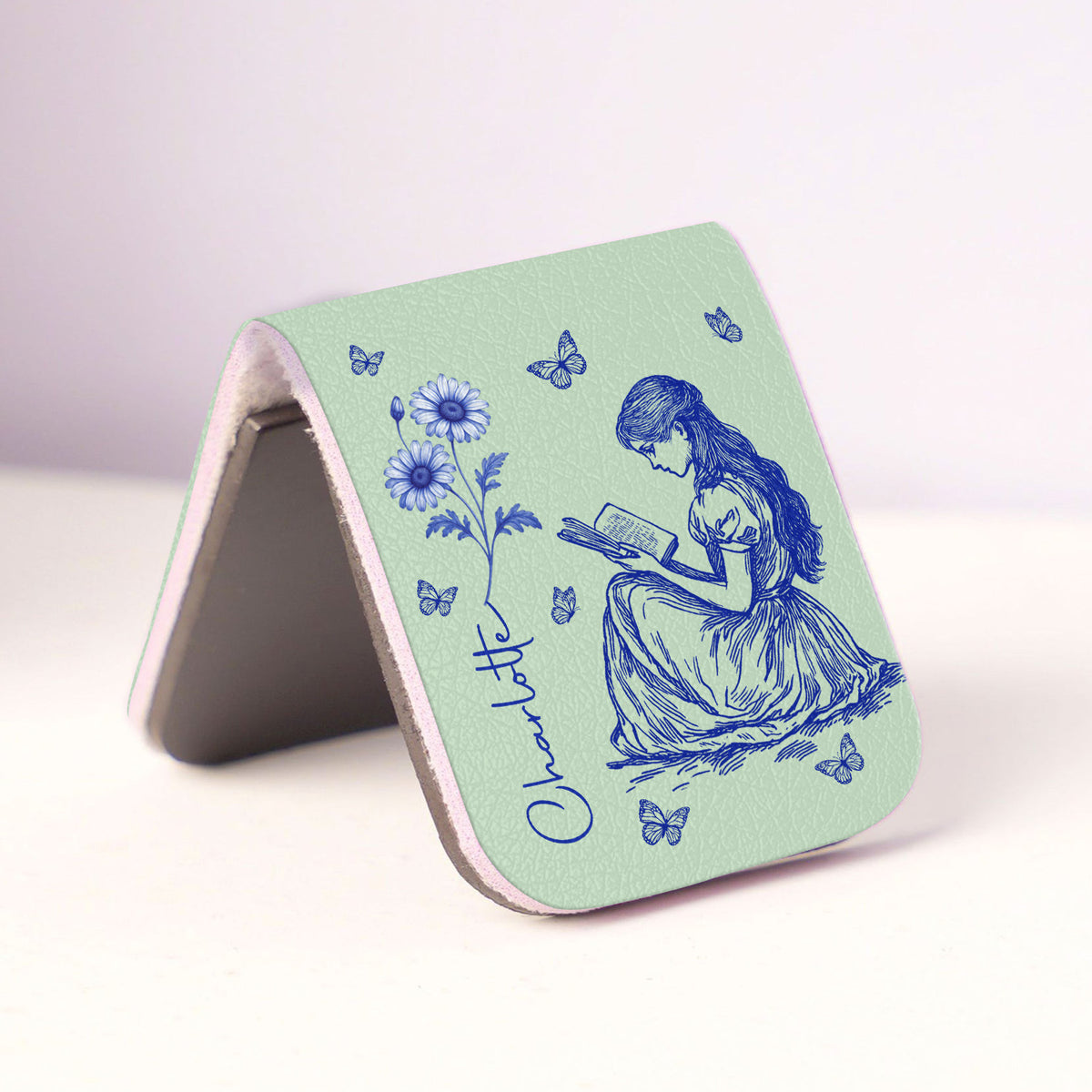 Birth Flower Book Lovers Toile De Jouy - Personalized Leather Magnetic Bookmark CH07 899540