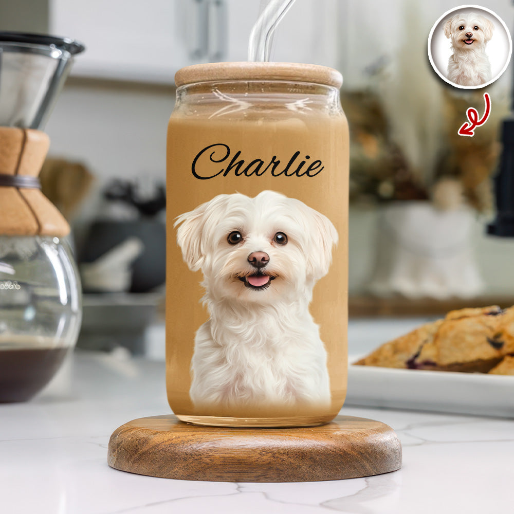 Custom Photo And Name Glass Can With Lid Gift TH10 896781