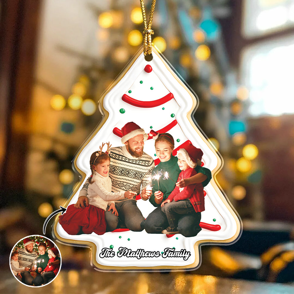 Custom Photo Christmas Tree Cake Family Acrylic Ornament Gift For Mom, Dad, Brother, Sister, Kids HO82 900072