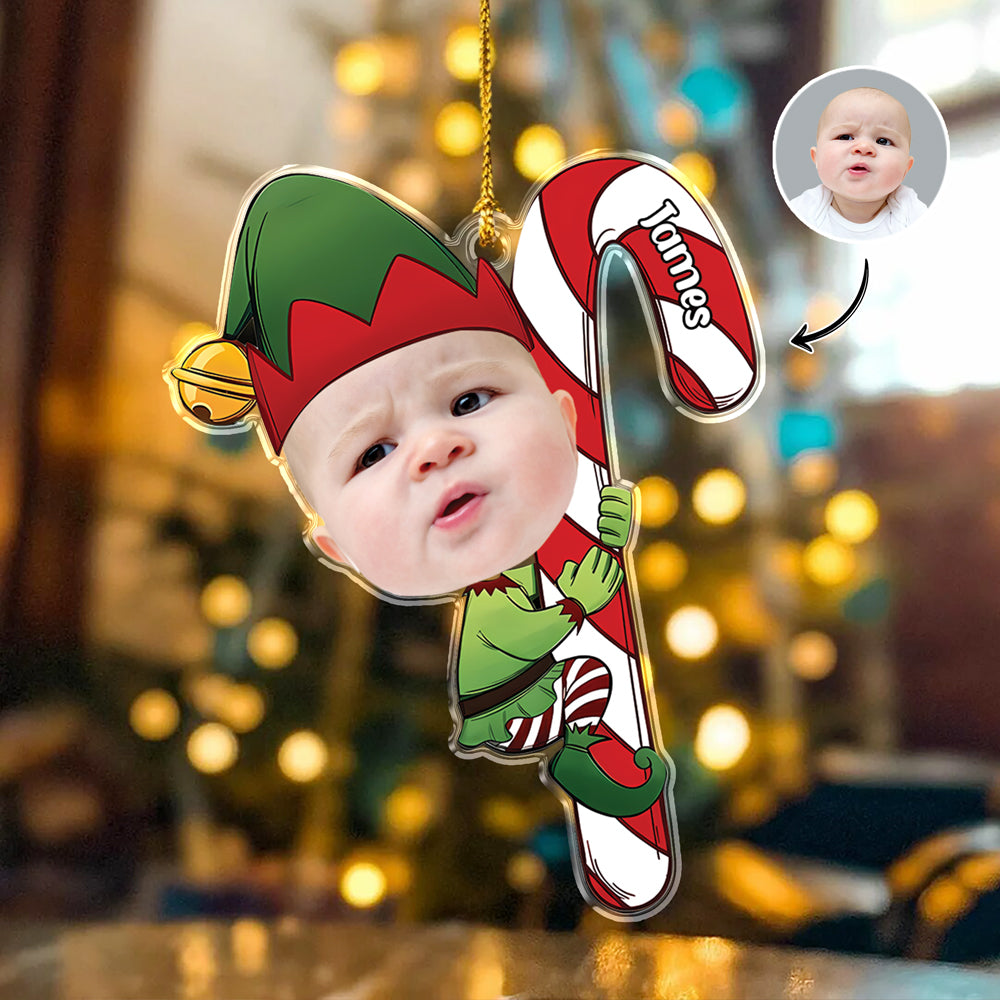 Custom Photo Baby Elf Personalized Christmas Acrylic Ornament HA75 898250