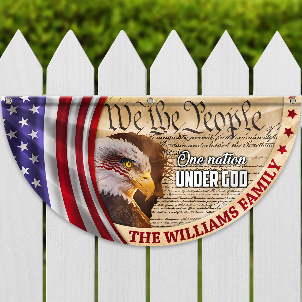Personalized We The People, One Nation Under God, American Eagle Jesus Non-Pleated Fan Flag CH07 910564