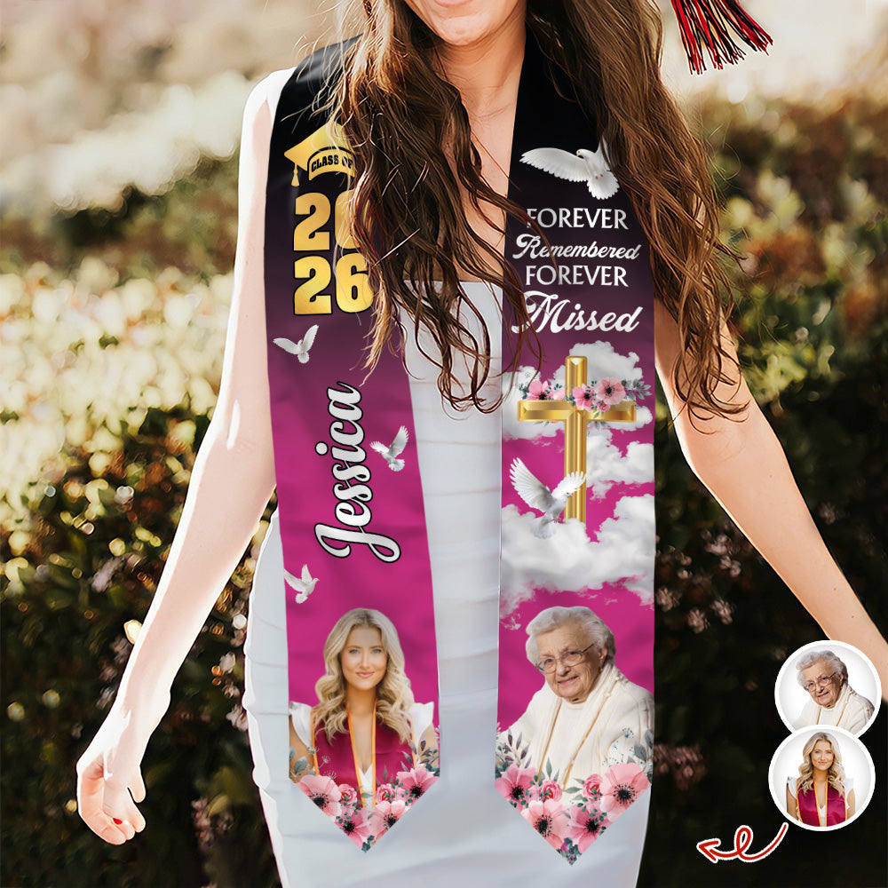 Custom Photo In Loving Memory Family - Class Of 2026 Graduation Stoles Keepsake LM32 897691