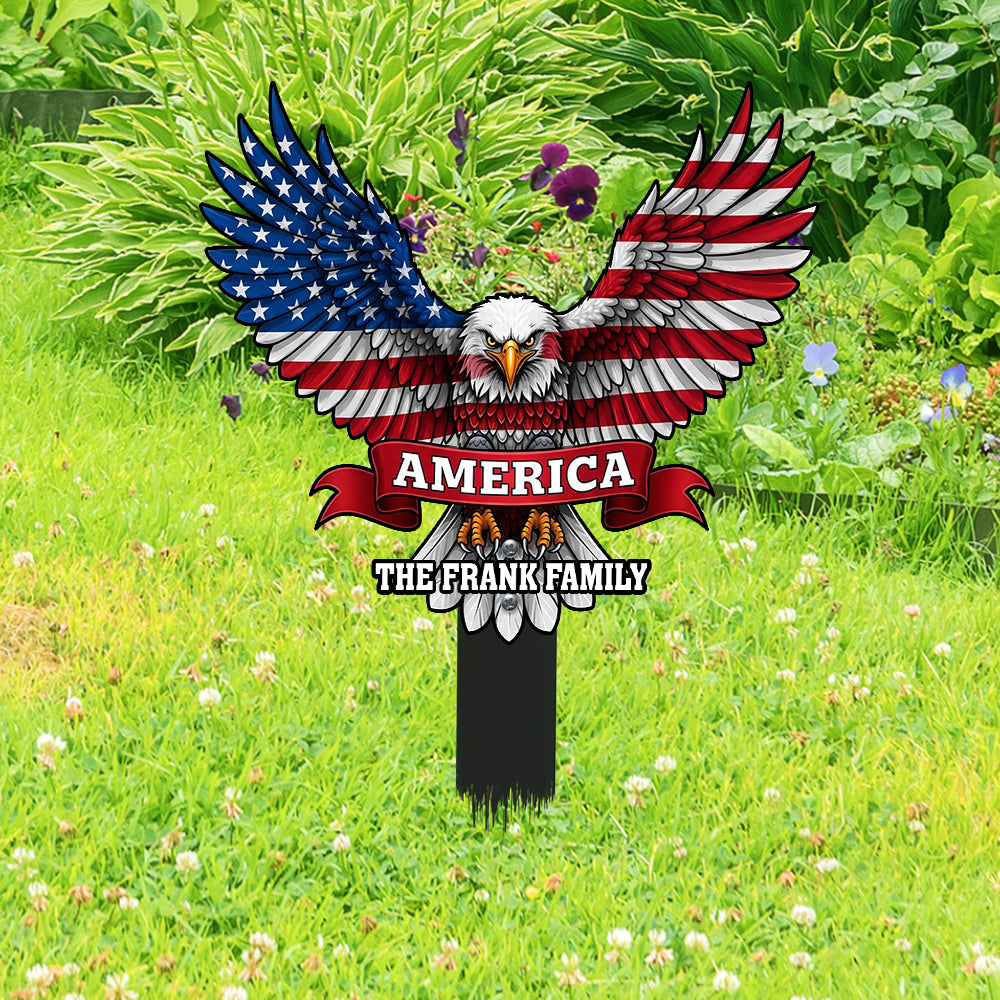 Custom Family Name America Eagle Garden Stake TH10 898059