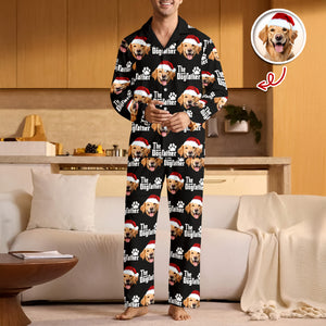Custom Puppy Photo The Dog Father with Pawprints Design - Personalized Pajamas LM32 895753
