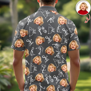 Custom Funny Face Minimalist Golf Pose Polo Shirt Gift For Golfer, Golf Lovers LM32 897617