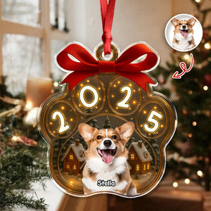 Custom Cute Dog Photo Personalized Dog Paw Christmas Acrylic Ornament CH07 896776