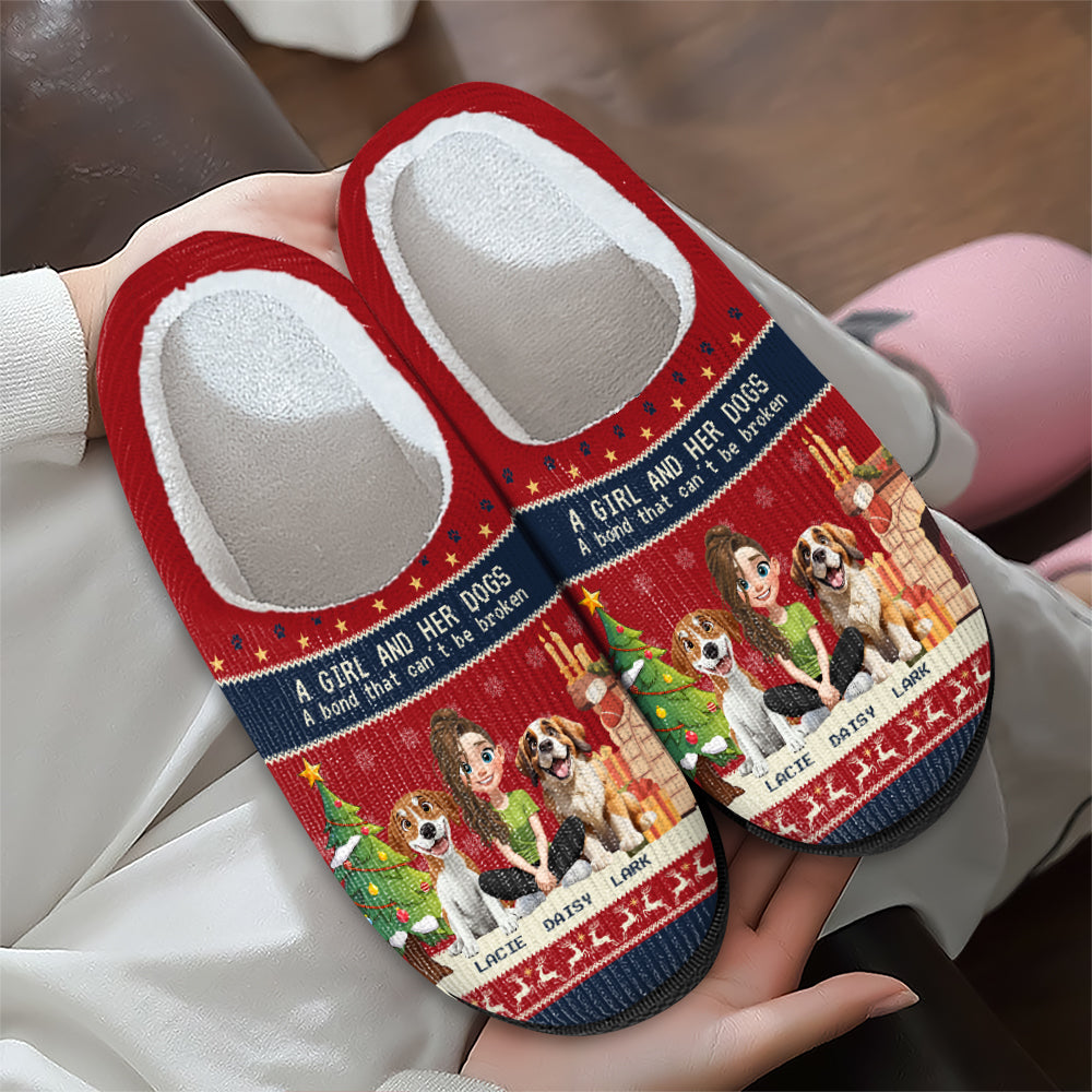 Personalized A Girl And Her Dog Slipper For Dog Lover TH10 896335
