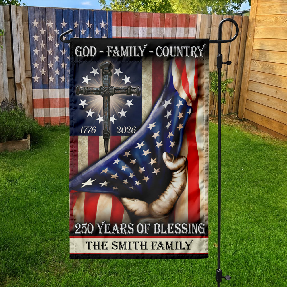 Custom Family Name God Family Country Patriot 1776-2026 Garden Flag CH07 910604
