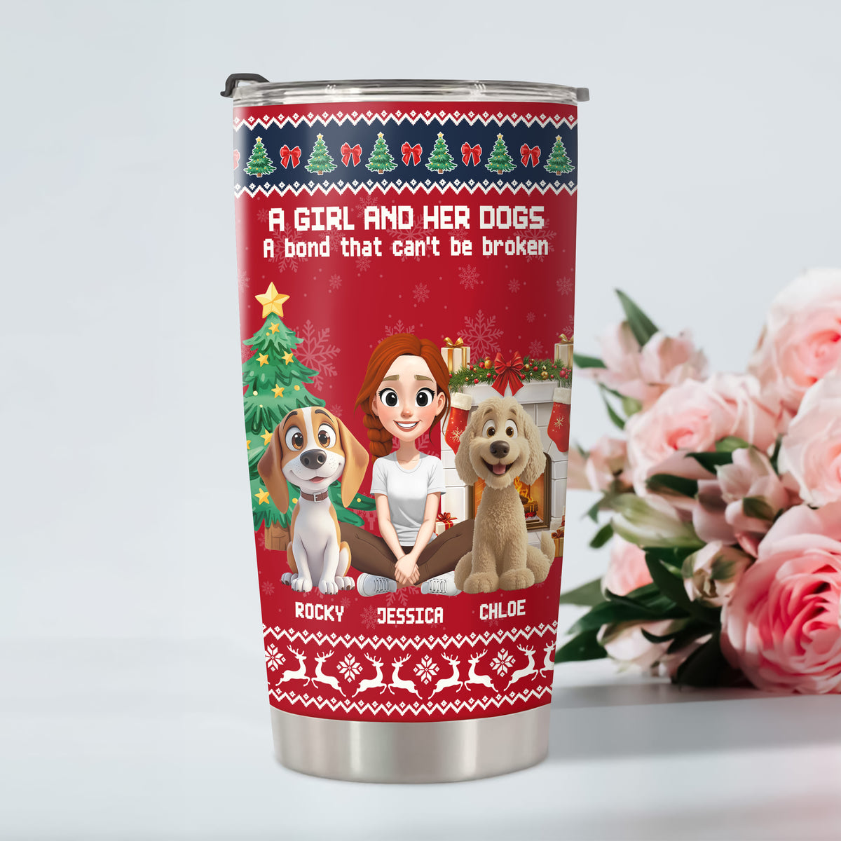 A Girl And Her Dog Christmas Fat Tumbler TH10 896333