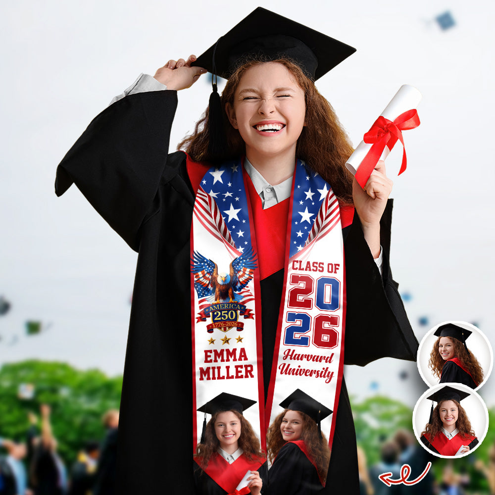 Custom Photo Class of 2026 America 250th Graduation Stole CH07 910318