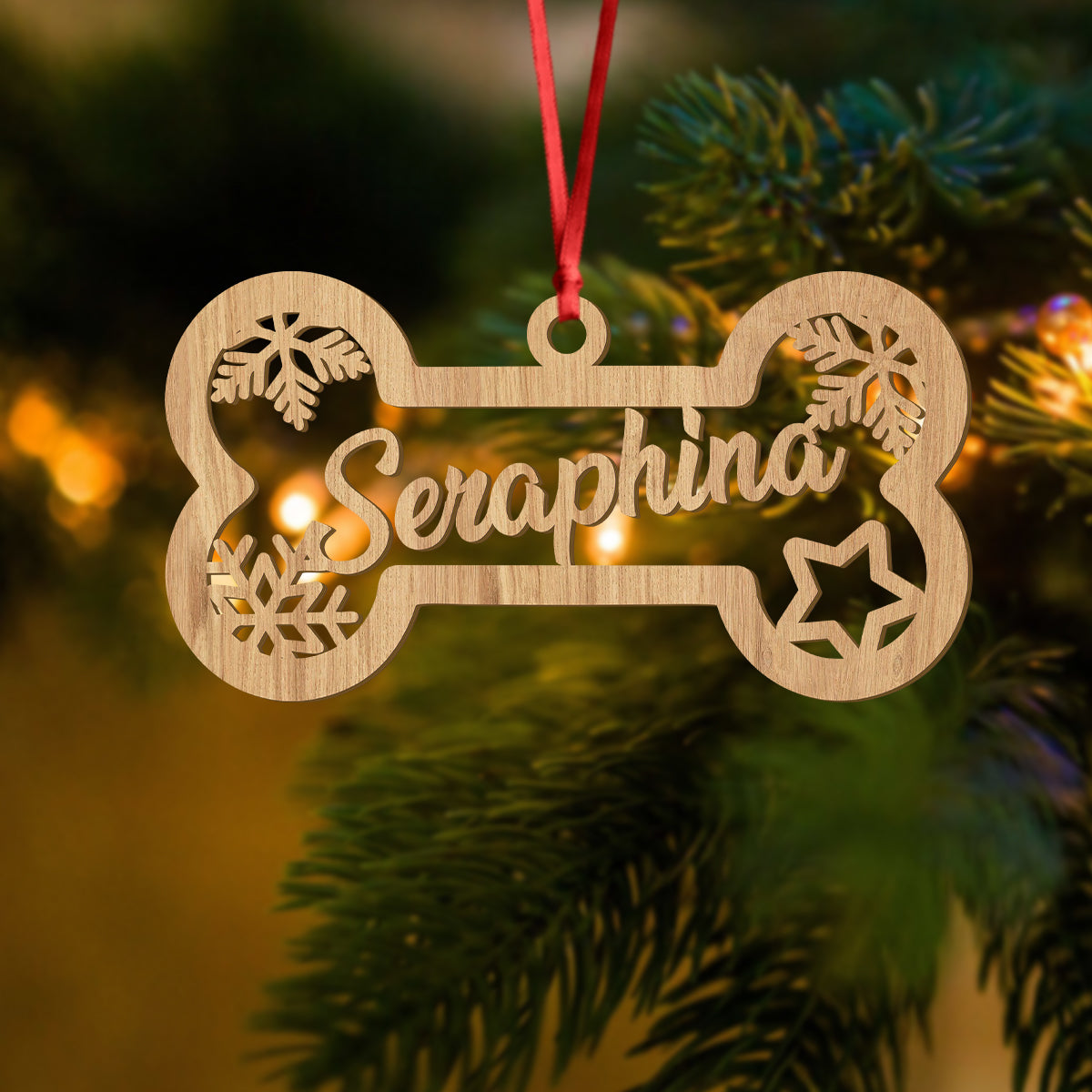 Custom Name Cute Pet With Paw Christmas Gift Wooden Ornament LM32 897339