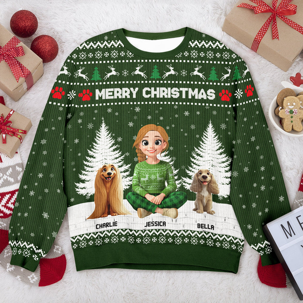 3D Effect Merry Christmas Unisex Ugly Sweater Personalized Gift For Dog Lovers HO82 900146