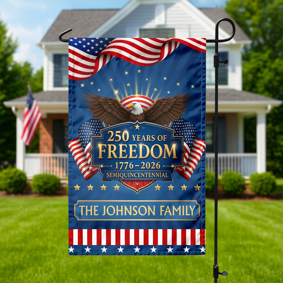 Custom Family Name 250 Years of the United States 1776–2026 Liberty Garden Flag LM32 897805