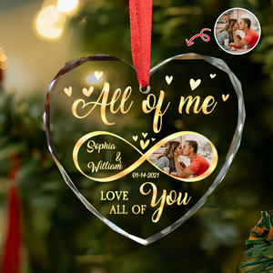 Custom Photo All Of Me Loves All Off You Couple Heart Shape Glass Ornament HA75 892836